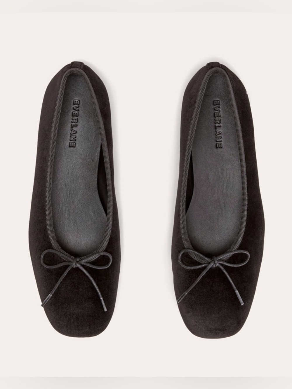 Everlane Velvet Ballet Flats Black Size 10 NWB Minimalist Leather Sole